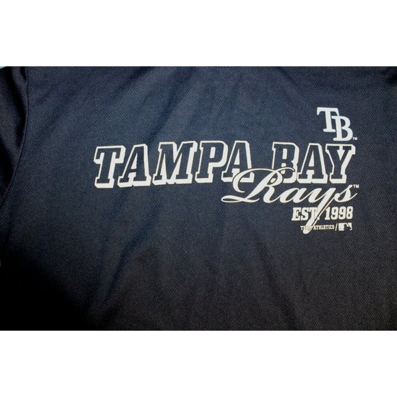 MLB Baseball Tampa Bay Rays Shirt Youth Boys Large Blue Genuine Merchandise - Picture 2 of 4